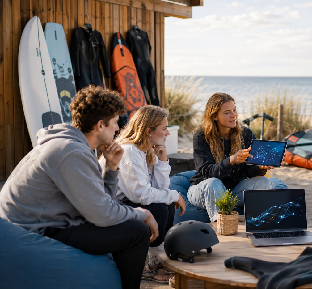 Kitesurfer na plaży w Łebie podczas słonecznego dnia
